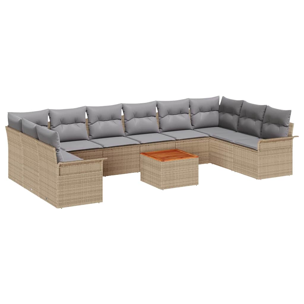 Garten-Sofa-Set 11 pcs Beige und Hellgrau 55 x 55 x 37 cm
